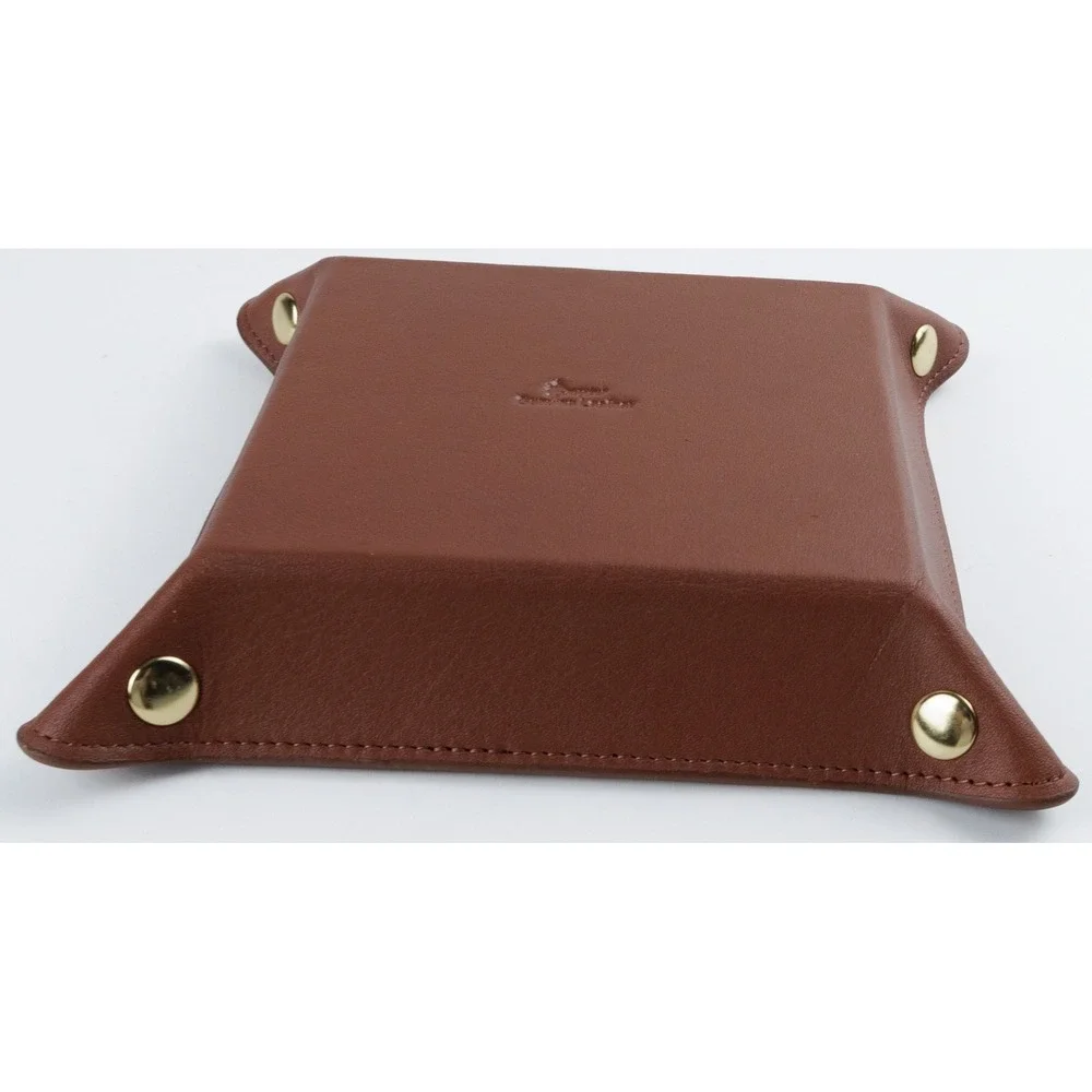 Royce New York Brown Leather Valet Tray For Men